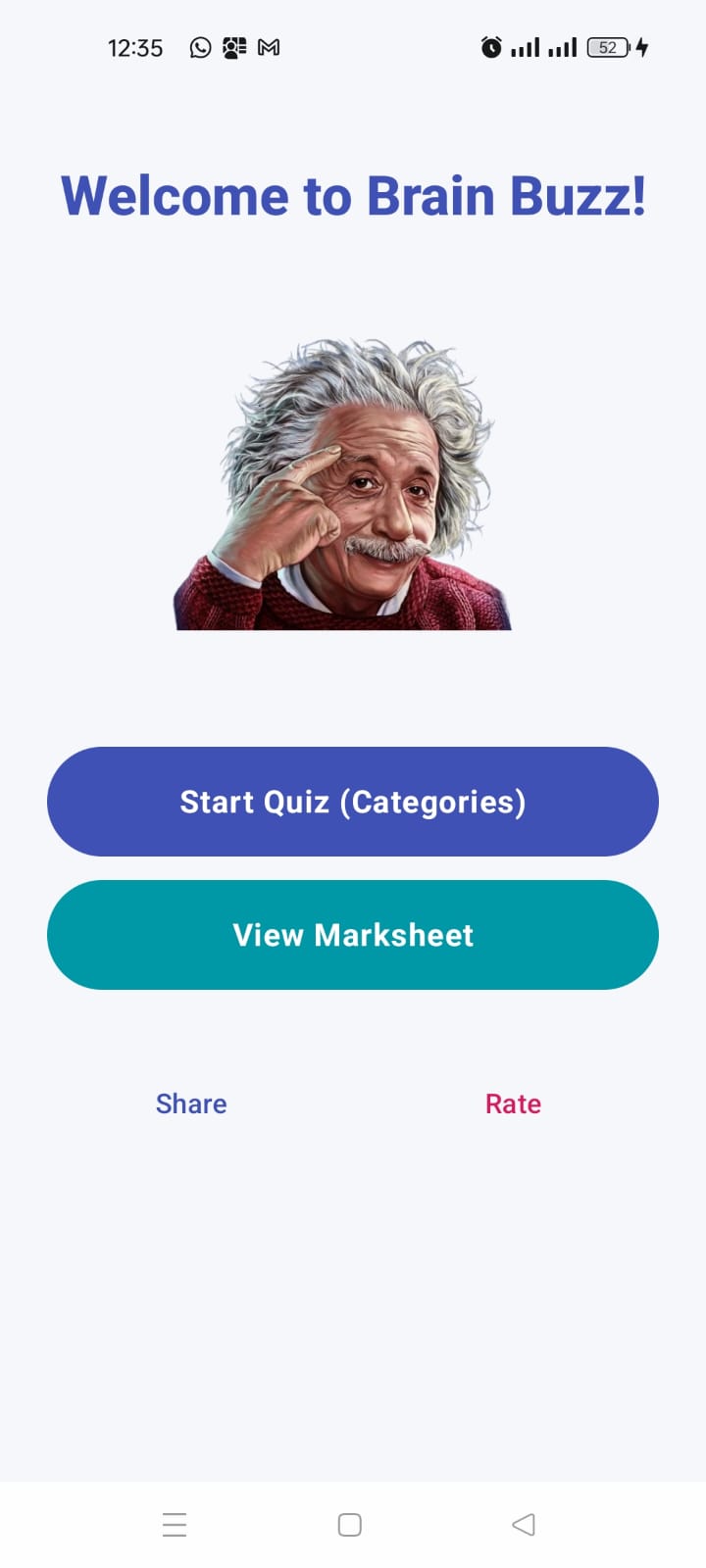 Brain Buzz app screen 1