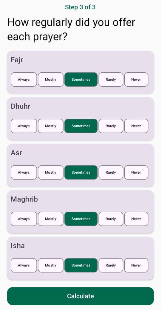 Qaza Namaz app screen 4